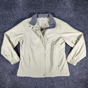 LL Bean‎ Women's Light Beige Fleece Lined Full Zip Chore Jacket Size Small